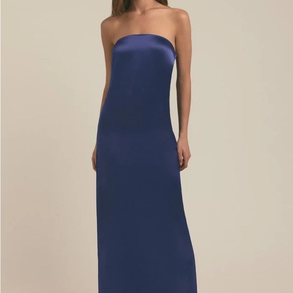 Favorite Daughter Strapless Royal Blue Satin Column Gown